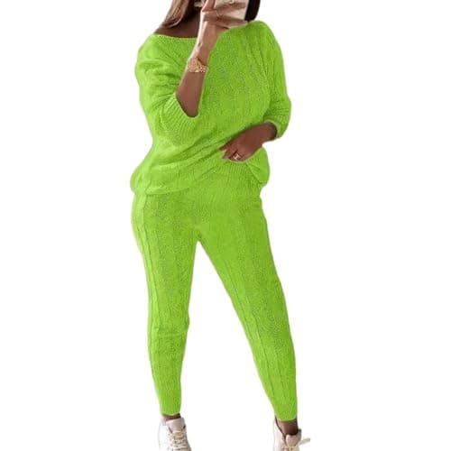 Wankang Women's Fall Cable Knit Set Plus Size Tracksuit Loungewear