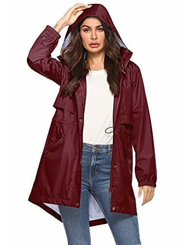 Womens Waterproof All-Weather Raincoat with Cinch Waist