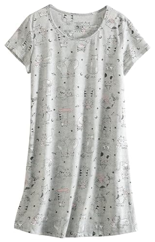 PNAEONG Women's Cotton Short Sleeve Nightgown Casual Print Sleepdress