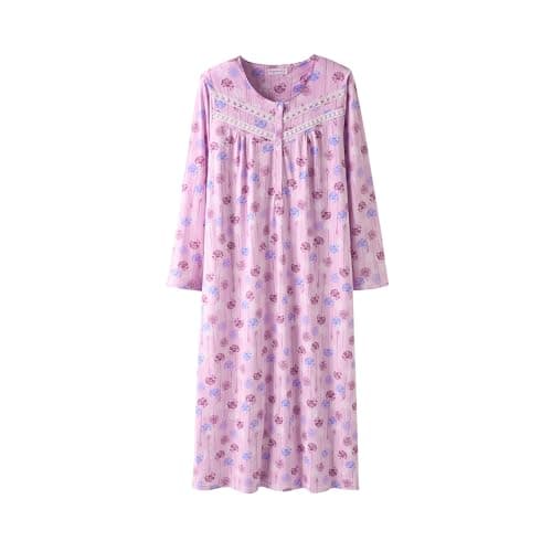 Soft Cotton Comfortable Women's Long-Sleeve Nightgowns by Keyocean