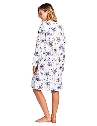 Women's Casual Flannel Floral Long Sleeve Nightgown