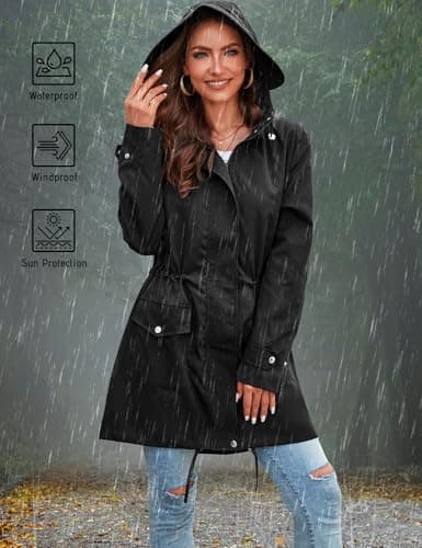 Women's Lightweight Waterproof Rain Jacket with Hood