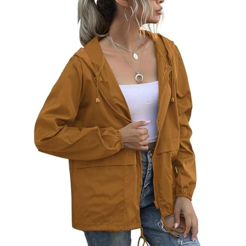 PESION Women's Waterproof Raincoat with Hood and Pocket