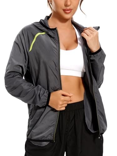 LAZAWG Women's Lightweight Waterproof Hooded Raincoat Windbreaker for Outdoor Activities