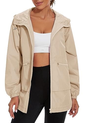 PESION Women's Waterproof Lightweight Raincoat with Pockets