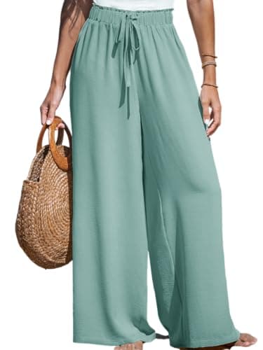 CUPSHE Women's High-Waisted Flowy Linen Palazzo Pants