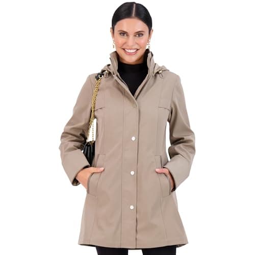 Jones NY Women's Waterproof Spring Rain Jacket with Hood
