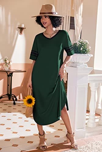 Refined Title: Ekouaer Women's V Neck Nightgown, Oversized Loose Sleepwear Dress