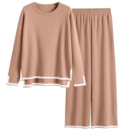 ANRABESS Women's Knit Sweater & Wideleg Pants Matching Sweatsuit Set