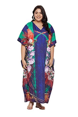 Oussum Plus Size Long Maxi Polyester Kaftan Gown for Casual Beach Party