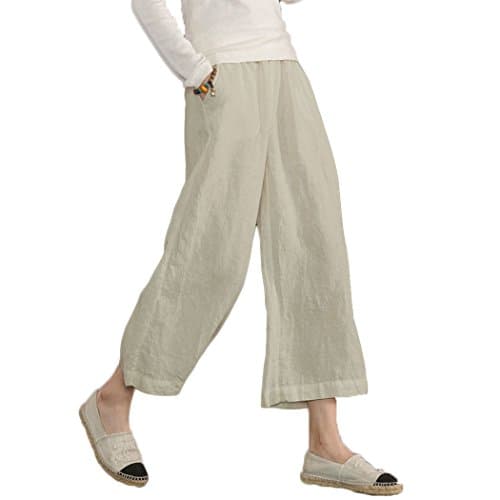 Sure, here's a refined and simplified version of the title:

ECUPPER Women's Loose Elastic Waist Cotton Cropped Wide Leg Pants