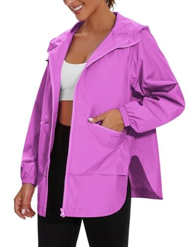 PESION Women's Waterproof Lightweight Raincoat with Pockets