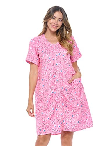 Women's Snap-Front House Dress with Pockets
