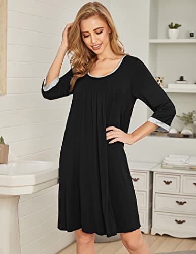 Ekouaer Women's Soft 3/4 Sleeve Nightgown Sleep Shirt S-3XL