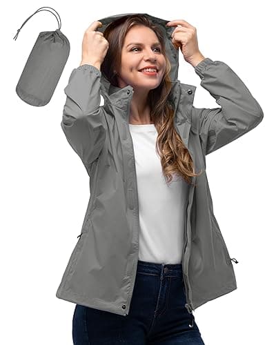 Women's Waterproof 33,000ft Rain Jacket with Hood for Golf & Hiking