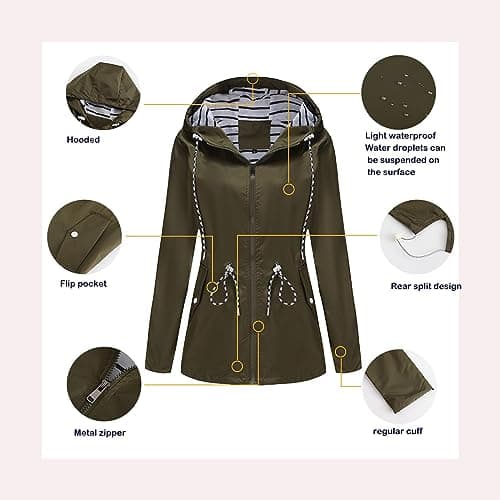 Women's Lightweight Waterproof Hooded Rain Jacket