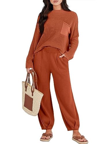 Caracilia Women's 2-Piece Knit Tops and Loose Pants Sets