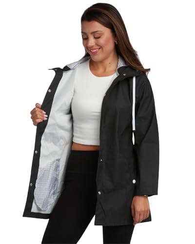 Big Chill Women's Lightweight Waterproof Hooded Rain Jacket - Size 2X, Black