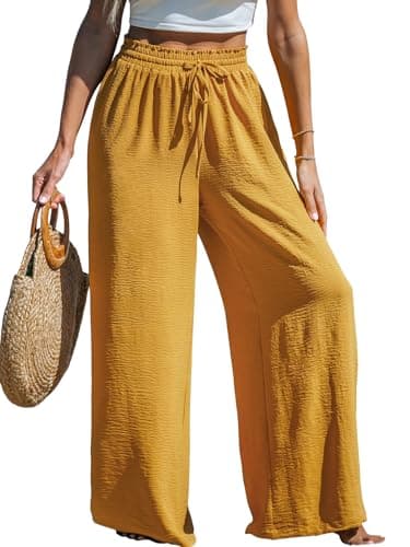 CUPSHE Women's High-Waisted Flowy Linen Palazzo Pants