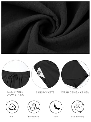 Jiflora Women's Wide Leg Cotton Linen Palazzo Pants with Pockets