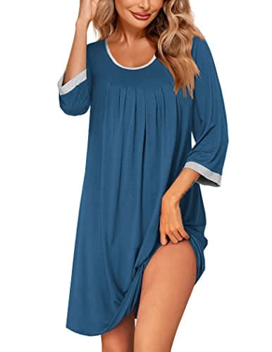 Ekouaer Women's Soft 3/4 Sleeve Nightgown Sleep Shirt S-3XL