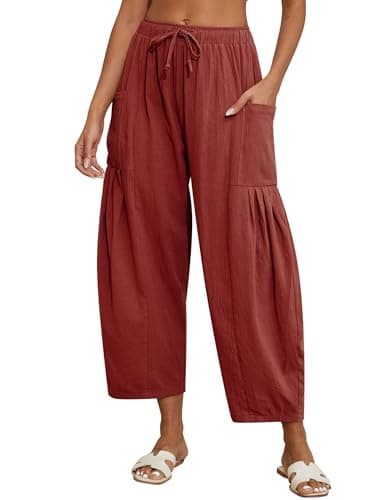 Marvmys Women's Lightweight Boho Linen Pants with Pockets