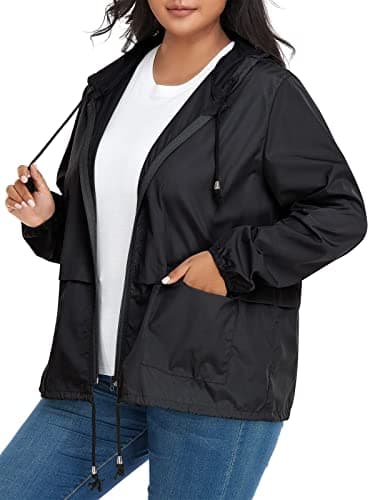 Century Star Plus Size Women's Waterproof Rain Jacket with Hood