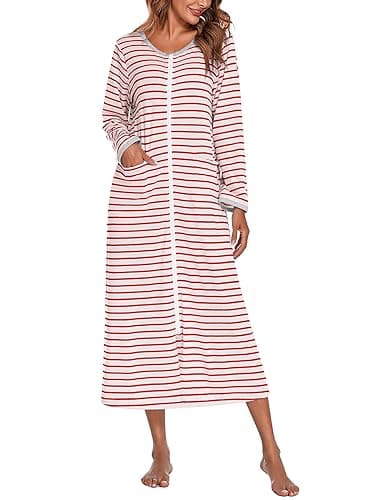 Ekouaer Women's Long House Coat with Pockets S-4XL