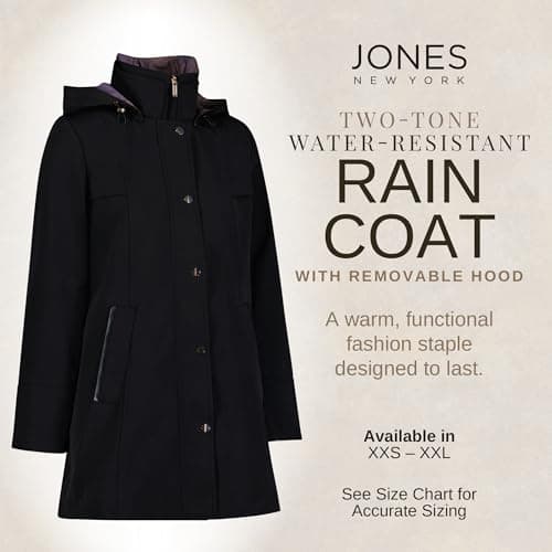 Jones NY Women's Waterproof Spring Rain Jacket with Hood