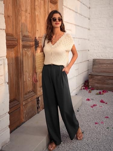 GRACE KARIN Wide Leg Cotton Linen Pants for Women with Pockets