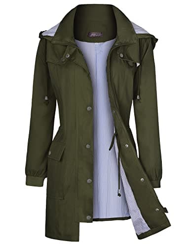 Bloggerlove Women's Lightweight Waterproof Raincoat with Hood S-XXL