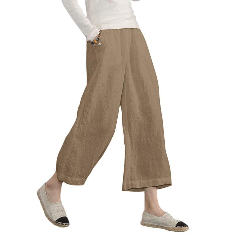 Sure, here's a refined and simplified version of the title:

ECUPPER Women's Loose Elastic Waist Cotton Cropped Wide Leg Pants