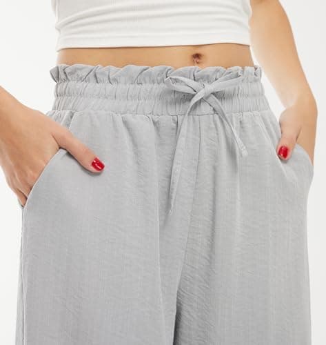 Libin Women's High Waist Wide Leg Imitation Linen Palazzo Pants