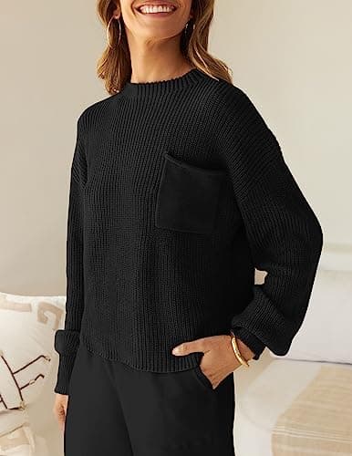 ZESICA Women's Sweater Set: Mock Neck Knit Pullover Top with High Waist Pant