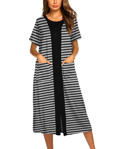 Ekouaer Soft Zipper Bathrobe for Women with Pockets