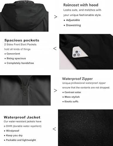 SoTeer Women's Waterproof Hooded Raincoat S-XXXL