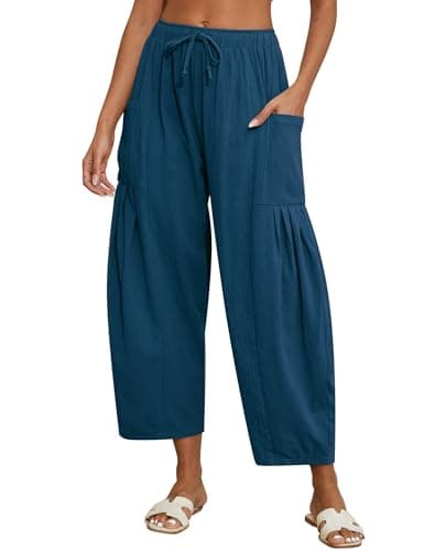Marvmys Women's Lightweight Boho Linen Pants with Pockets