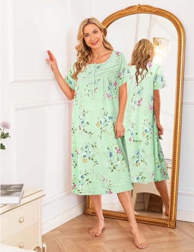 Bloggerlove Soft Cotton Floral Nightgowns for Women