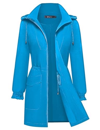 Bloggerlove Women's Lightweight Waterproof Raincoat with Hood Outdoor Windbreaker