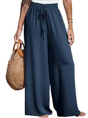 CUPSHE Women's High-Waisted Flowy Linen Palazzo Pants