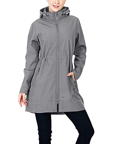 Women's 33,000ft Waterproof Softshell Long Rain Jacket With Hood Fleece Lined