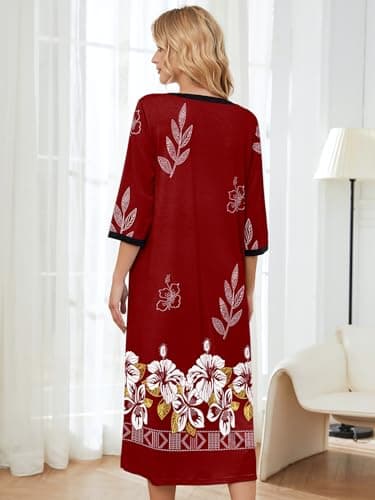 PITINAN Zip up Robes for Women Long Lounge Dress House Coat S-3XL