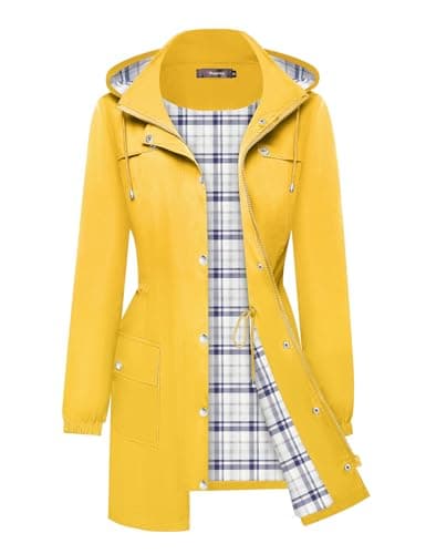 Women's Lightweight Raincoat | S-XXL Plaid Hooded Waterproof:Trench Coat by Bloggerlove