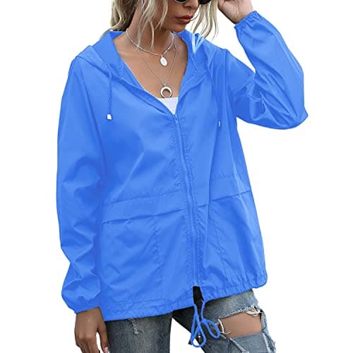 PESION Women's Waterproof Raincoat with Hood and Pocket