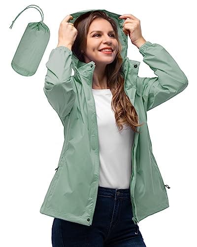 Women's Waterproof 33,000ft Rain Jacket with Hood for Golf & Hiking