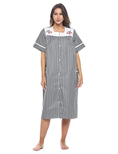 Women's Snap-Front House Dress with Pockets