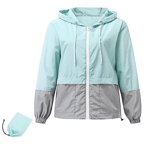 Zando Plus Size Women's Waterproof Hooded Raincoat Light & Packable