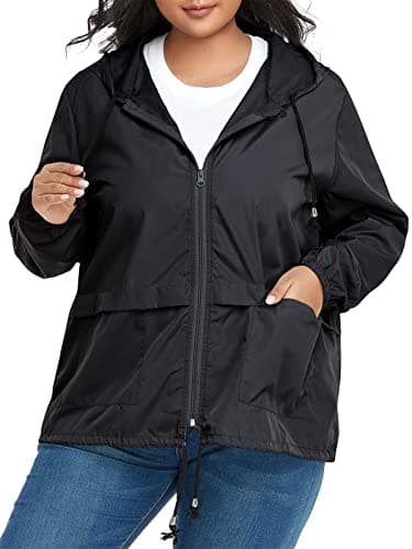 Century Star Plus Size Women's Waterproof Rain Jacket with Hood