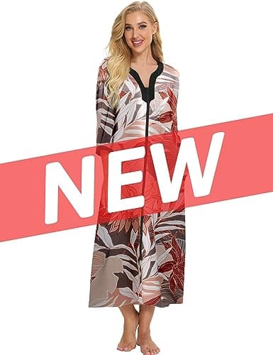 Bloggerlove Womens Long Zip Up House Coat Sleepwear