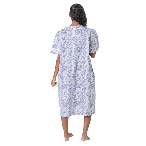 YafeMarte Women's Floral Embroidery Housecoat with Front Pockets